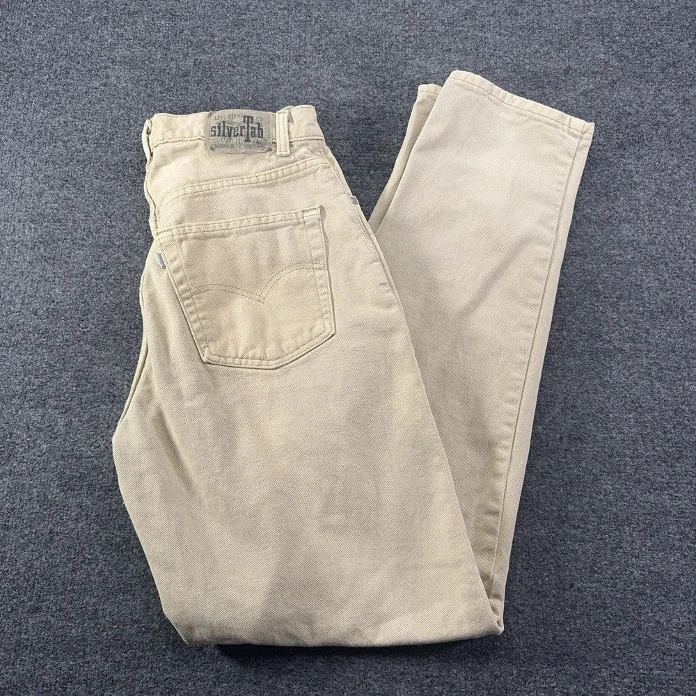 Vintage Levis Silver Tab Jeans Mens 32x34 Loose Fit Skater Denim 1995 Beige EUC